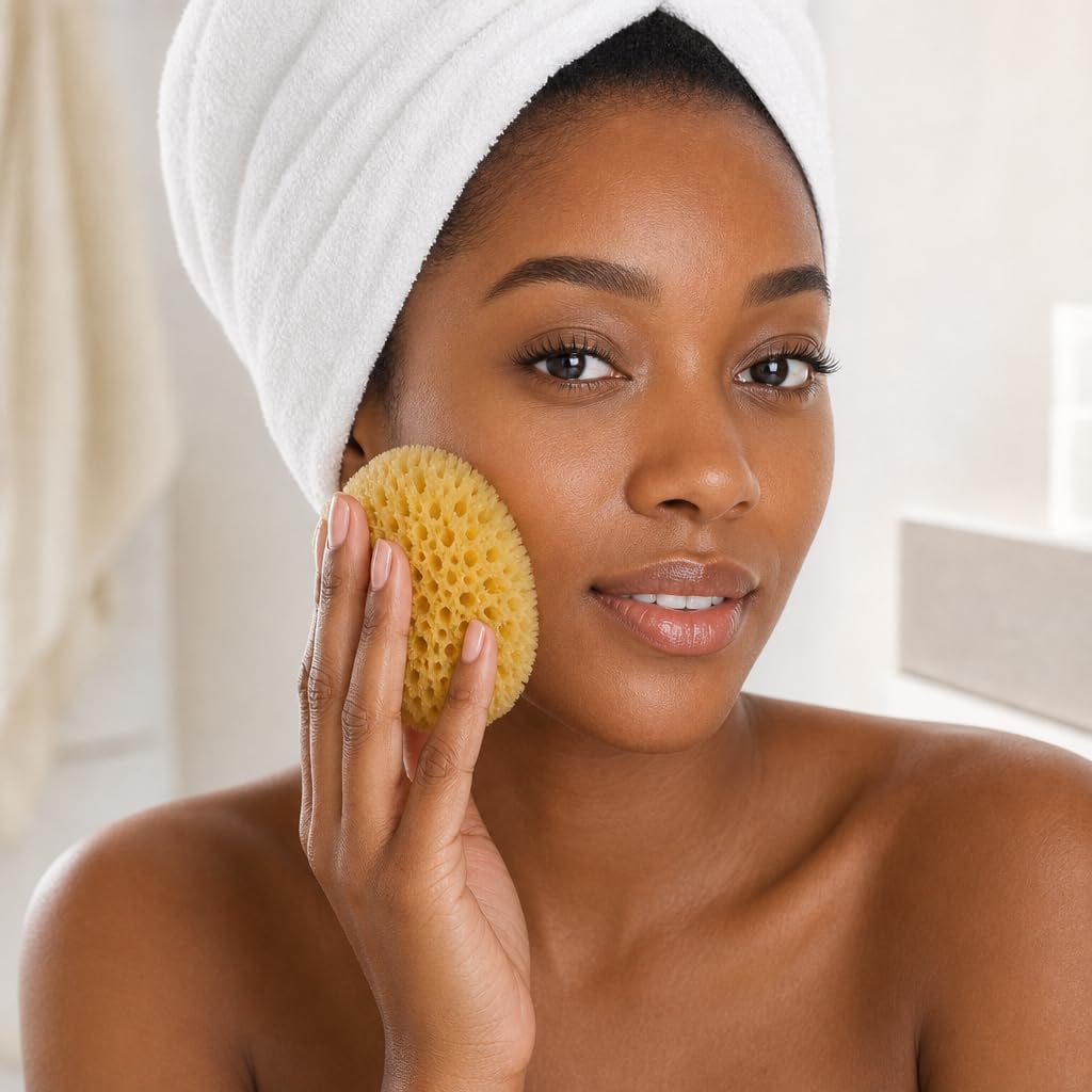 Natural Sea Sponge 5pk Spa Gift Set Bath Shower & Facial Care, Premium Bag