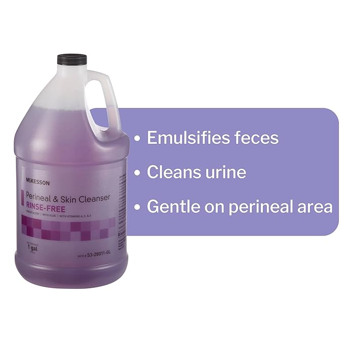 McKesson Perineal Skin Cleanser with Aloe, 1 Gallon [Pack of 4] Rinse-Free Body Wash for Incontinence or Ostomy Care, Fresh Scent