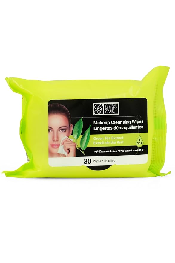 Global Beauty Care Makeup Remover Wipes Variety Pack - Aloe Vera & Green Tea Extract Facial Cloths for Antioxidant Skin Support, Removes Waterproof Mascara Oil & Dirt, All Skin Types 120 ct (4-Pack)