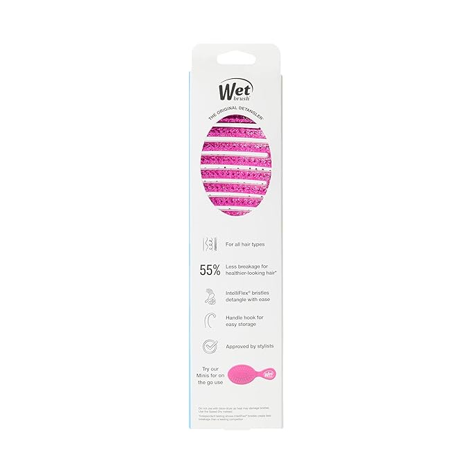Wet Brush Shower Hair Brush Detangler - Exclusive Ultra-soft IntelliFlex Bristles - Minimizes Pain And Protects Against Split Ends and Breakage - Comb For Women, Men, Wet & Dry Hair - Pink Glitter