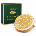 Vera Essence Dry Body Brush for Women & Men, Dry Brush for Lymphatic Drainage, Exfoliating Body Brush with Natural Boar Bristles, Massage Nodes & Bamboo Base for Dry Skin