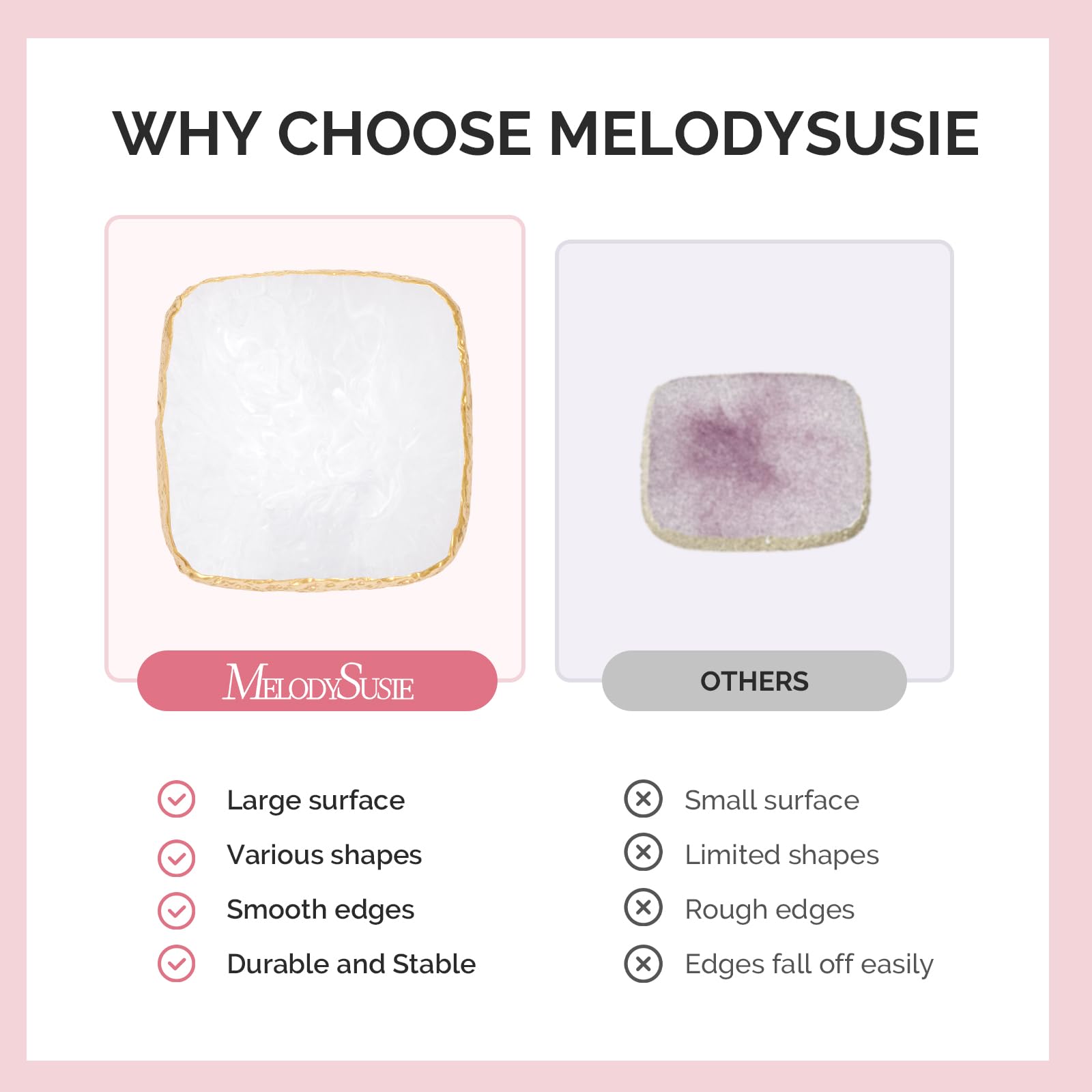MelodySusie 1Pc Square Resin Nail Art Palette Color Mixing Board White