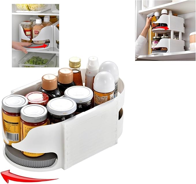 Refrigerator Lazy Susan Turntable, 360°Rotate Fridge Turntable Organizer,Organization & Storage Rotating Shelves for Pantry Kitchen Cabinet Dining Table Counter top Vanity (1)