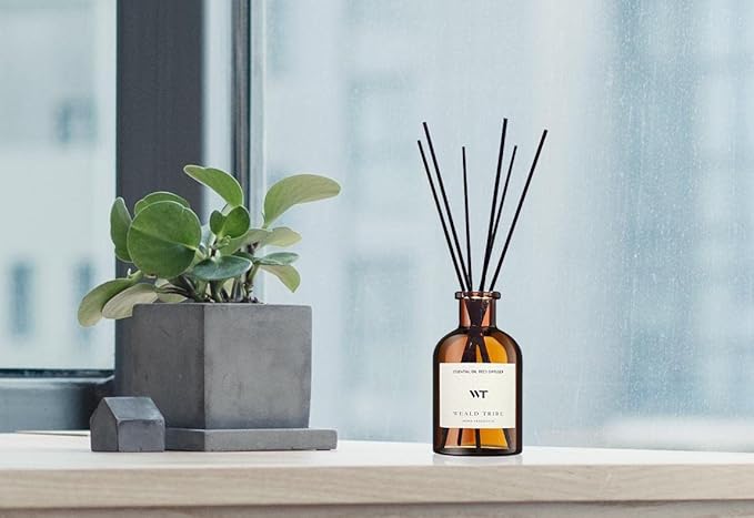 WEALD TRIBE Flower Reed Diffuser Set Cashmere Vanilla Scent for Bathroom Air Fresheners | 4.0 fl oz Essential Oils with Sticks Home Fragrance Defusers | House Bedroom Office Shelf Decor & Gift