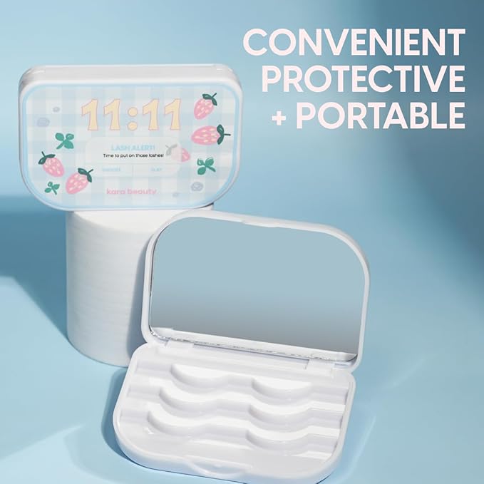 Kara Beauty Lash Case Portable Eyelash Storage Box with Built-In Mirror, Compact Makeup Organizer for Travel, Holds Up to 3 Pairs of Lashes, Cosmetic Case, Makeup Bag & Beauty Accessory (Eye Contact)