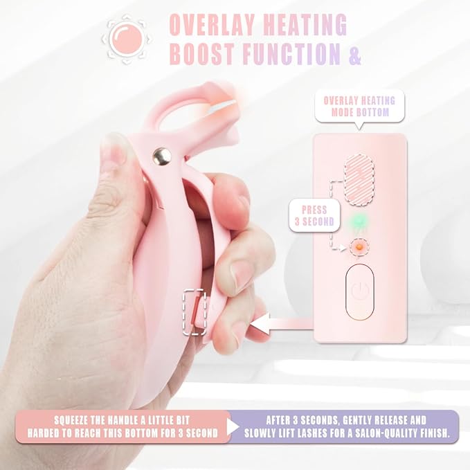 Pinkiou Heated Eyelash Curler for Women,Fast Heat up,Electric Eyelash Curler with Color-Changing Silicone Pad & Overlay Heating, USB-C Rechargeable,2 Temperature Control,Long-Lasting Lash Curler