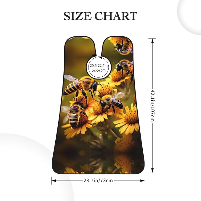 NOUZU Rural Honey Bees Flowers Print Beard Bib Apron For Men, Beard Hair Catcher For Men Shaving Trimming,Beard Cape Cloth