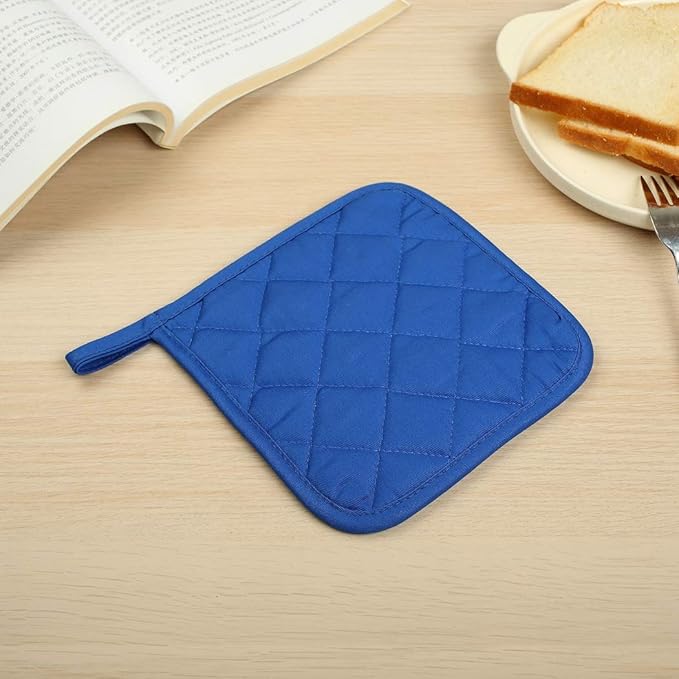 Lifaith 6 Pack Potholders Kitchen Pot Holders Set,Cotton Pot Holders for Kitchen 7 inch hot Pads,Heat Resistant Hot Pads for Cooking and Baking Dark Blue