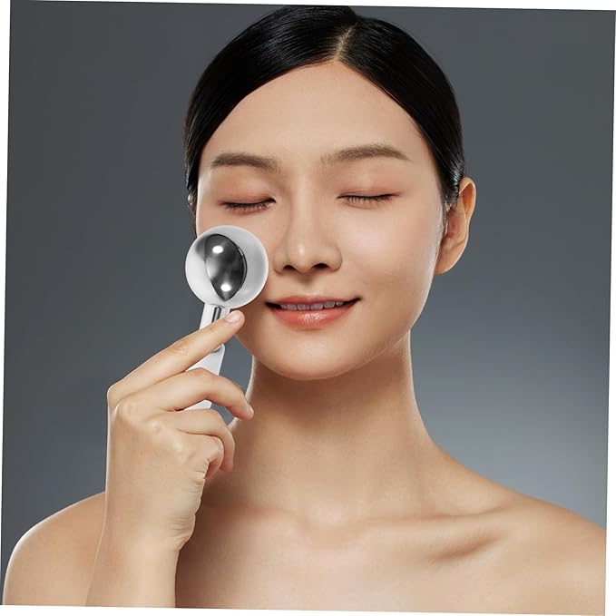 DEARMAMY 2pcs Facial Ice Globes Massager Stainless Steel Cooling Balls for Eye and Face Care Enhance Absorption Promote Circulation Portable Skincare Tool