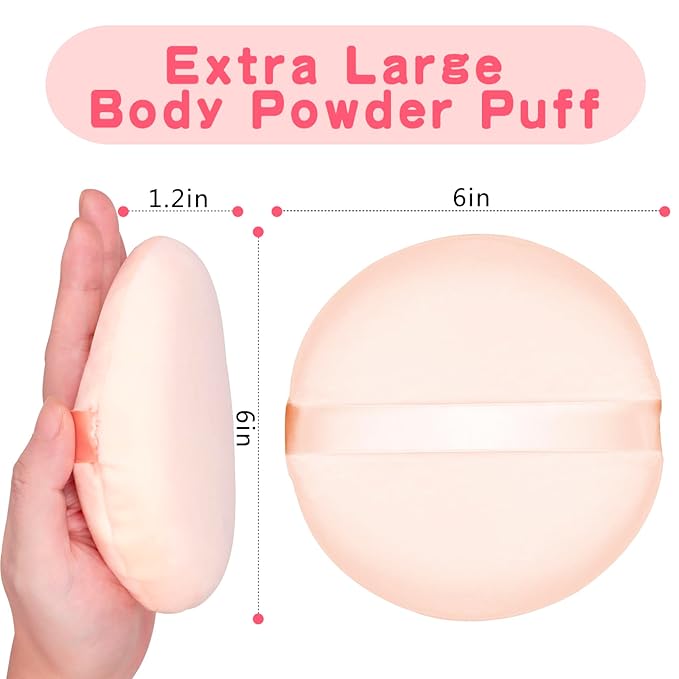 YINGMAN Body Powder Puff Extra Large 6" Soft Dusting Powder Puff for Women Bath and Face Makeup Setting Powder Applicator - Perfect for Talcum or Loose Powder, Big Beauty Sponge (Beige 6" Only Puff)