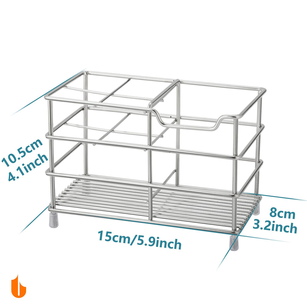 Urbanstrive 304 Stainless Steel Bathroom Toothbrush Holder Toothpaste Holder Stand Bathroom Accessories Organizer (Silver, Large)