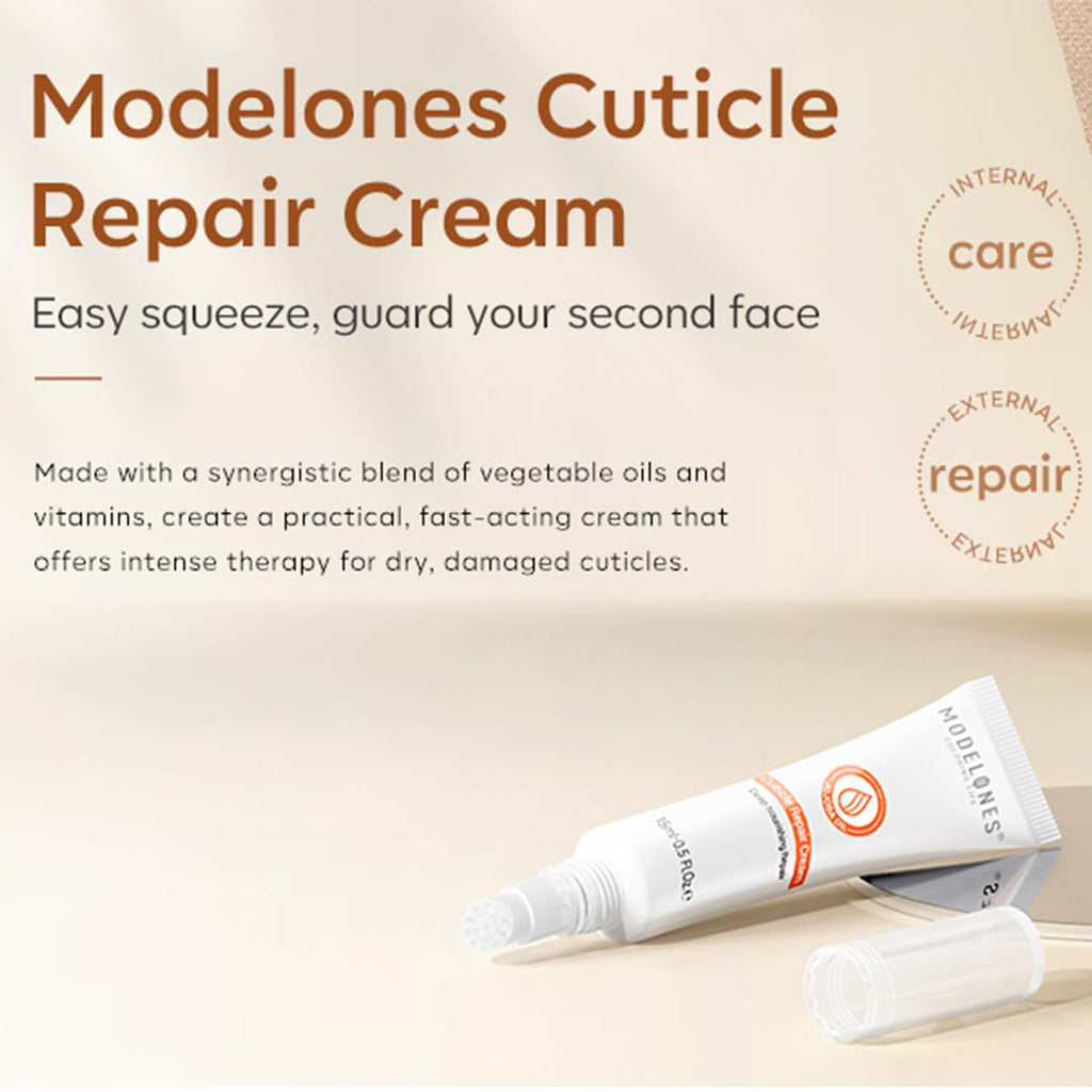 modelones Nail Strengthener Cuticle Cream, Ultra-Hydrating Nail Strengthener for Damaged Nails Care Cuticle Softener Organic Jojoba Oil, Non-greasy Dry Cracked Cuticles 15ML