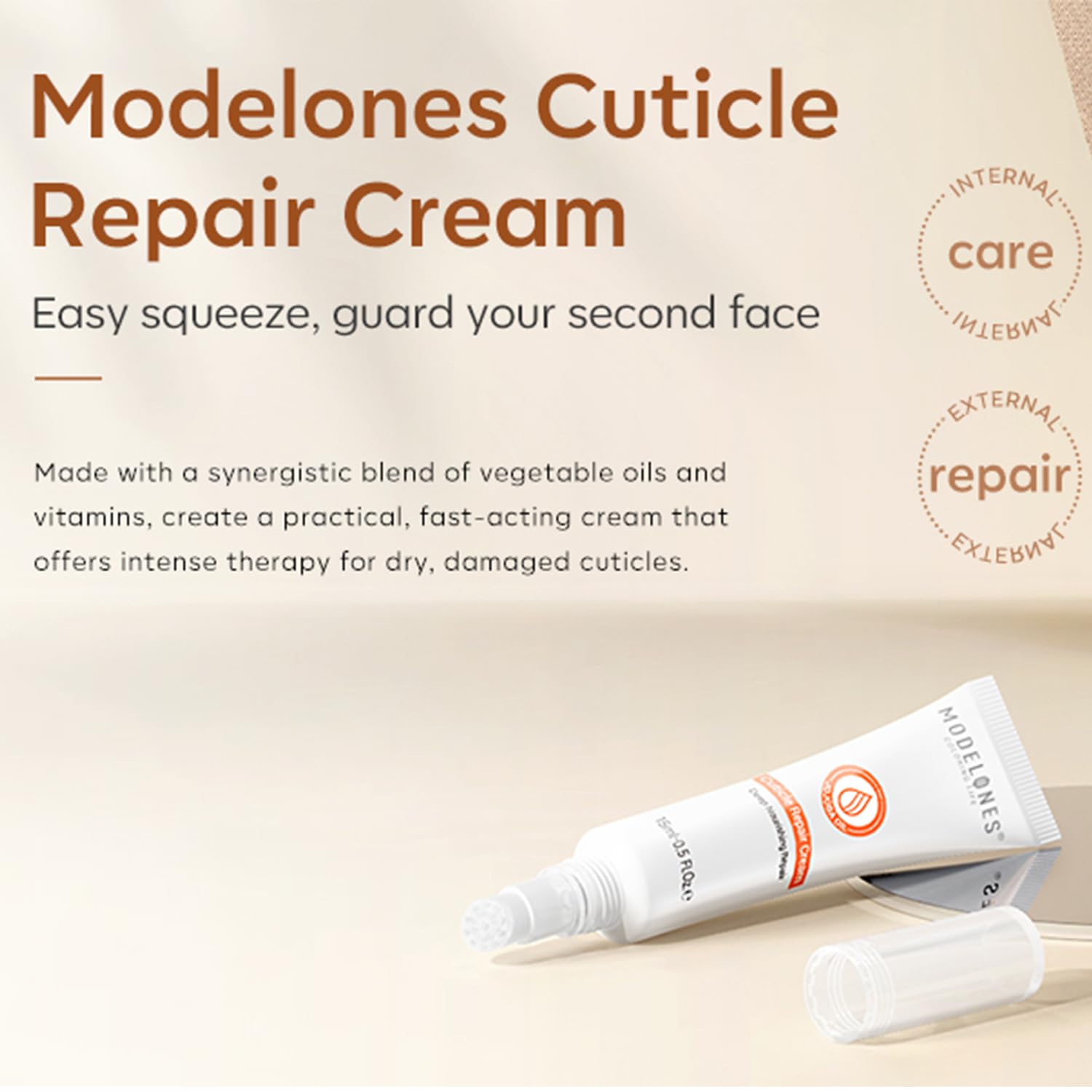 modelones Nail Strengthener Cuticle Cream, Ultra-Hydrating Nail Strengthener for Damaged Nails Care Cuticle Softener Organic Jojoba Oil, Non-greasy Dry Cracked Cuticles 15ML