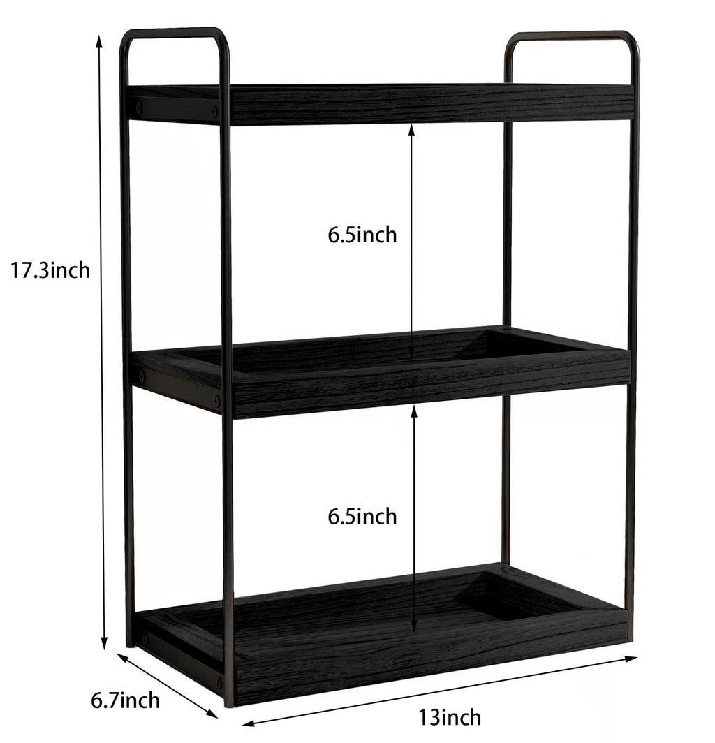 Dorhors 3 Tier Bathroom Counter Organizer,Countertop Bathroom Storage Shelf,Counter Tray and Vanity Organizer (Black)
