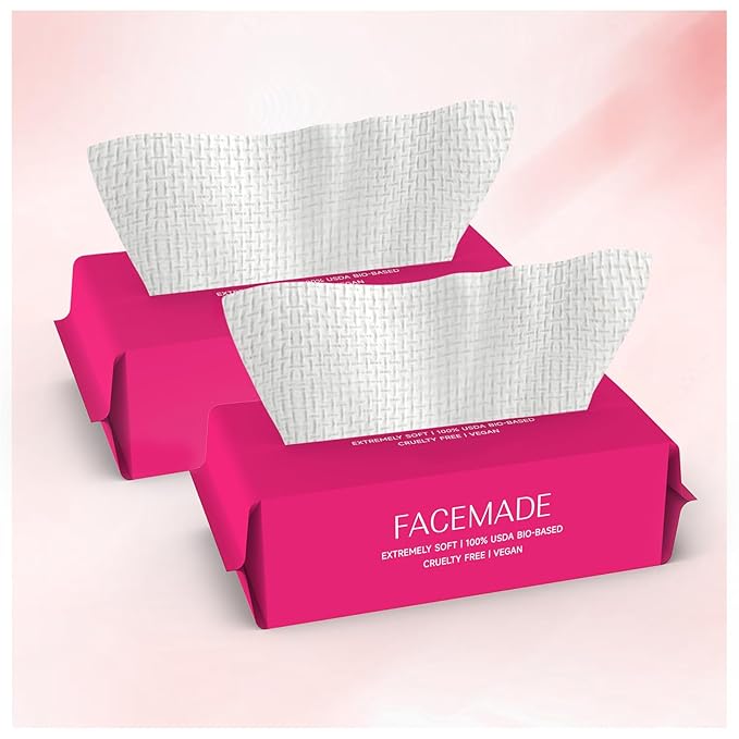 FACEMADE 100 Count (2 Packs) Face Towels Disposable