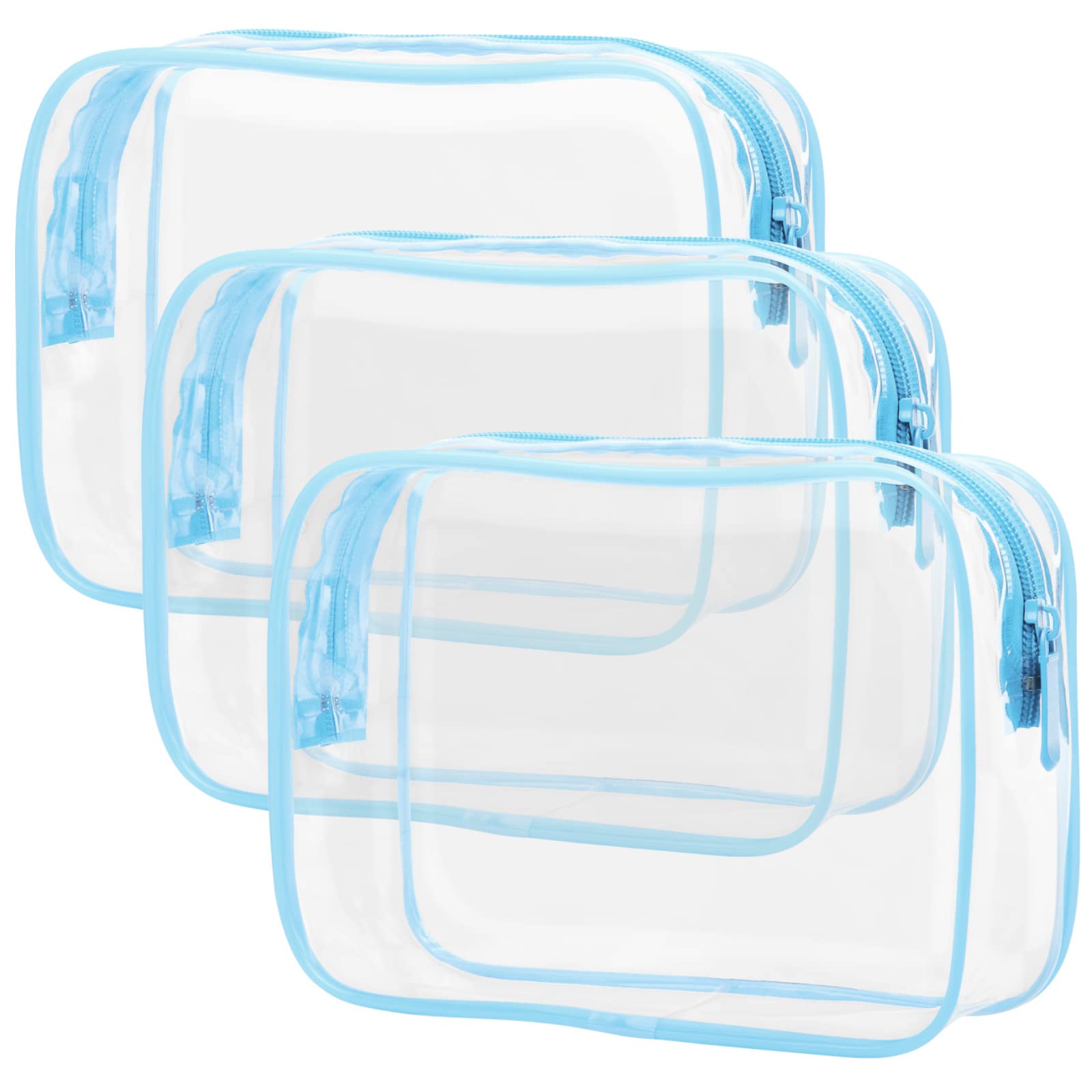 PACKISM TSA Approved Toiletry Bag - Clear Makeup Bag for Travel, Light Blue