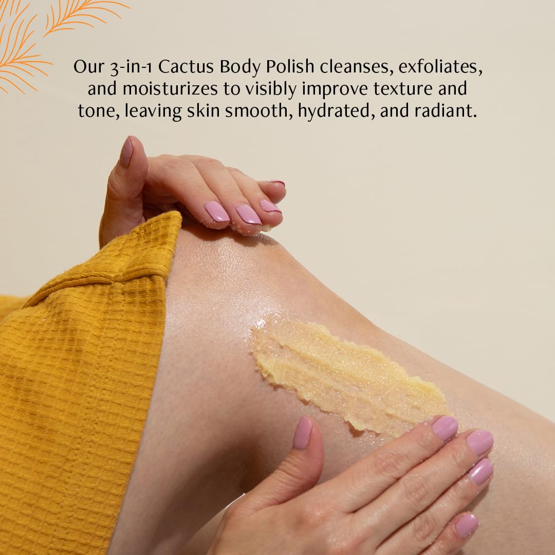 Nopalera Mandarina Cactus Flower Exfoliant - Face & Body Scrub, 3-in-1 Cleanser, & Moisturizer, Vegan, Cruelty-Free, Natural Citrus Scent, Dye Free, 6 oz.