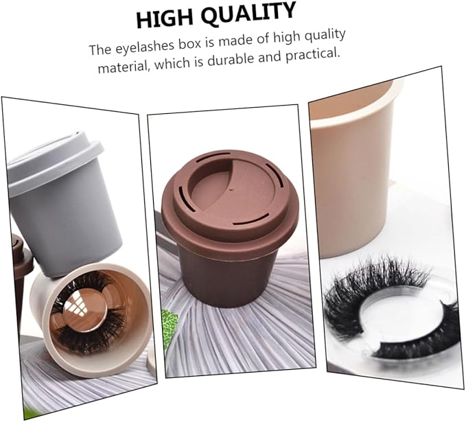 3pcs False Eyelash Storage Box Durable Cases for False Eyelash Organization Portable Design Dark Brown Advanced Gray Oatmeal
