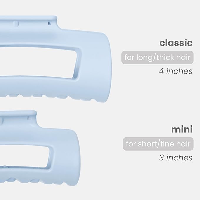 Mello Medium Hair Clip - Flexible Comfort Hair Claw for Women, Strong Hold for Thick & Thin Hair Styling, Durable Material, Matte Non-Slip Finish, Made in Korea, Patent Pending (Light Blue, Medium)