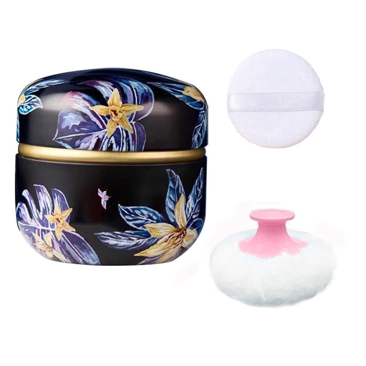 Qopoto Body Powder Puff and Container for Dusting Powder, Women Powder Puff and Powder Case for Bath and Travel (Sakura)