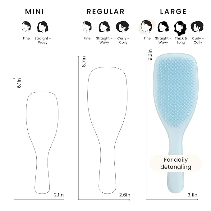 Tangle Teezer Ultimate Detangler Brush for Fine Hair, Large, Seafoam Blue