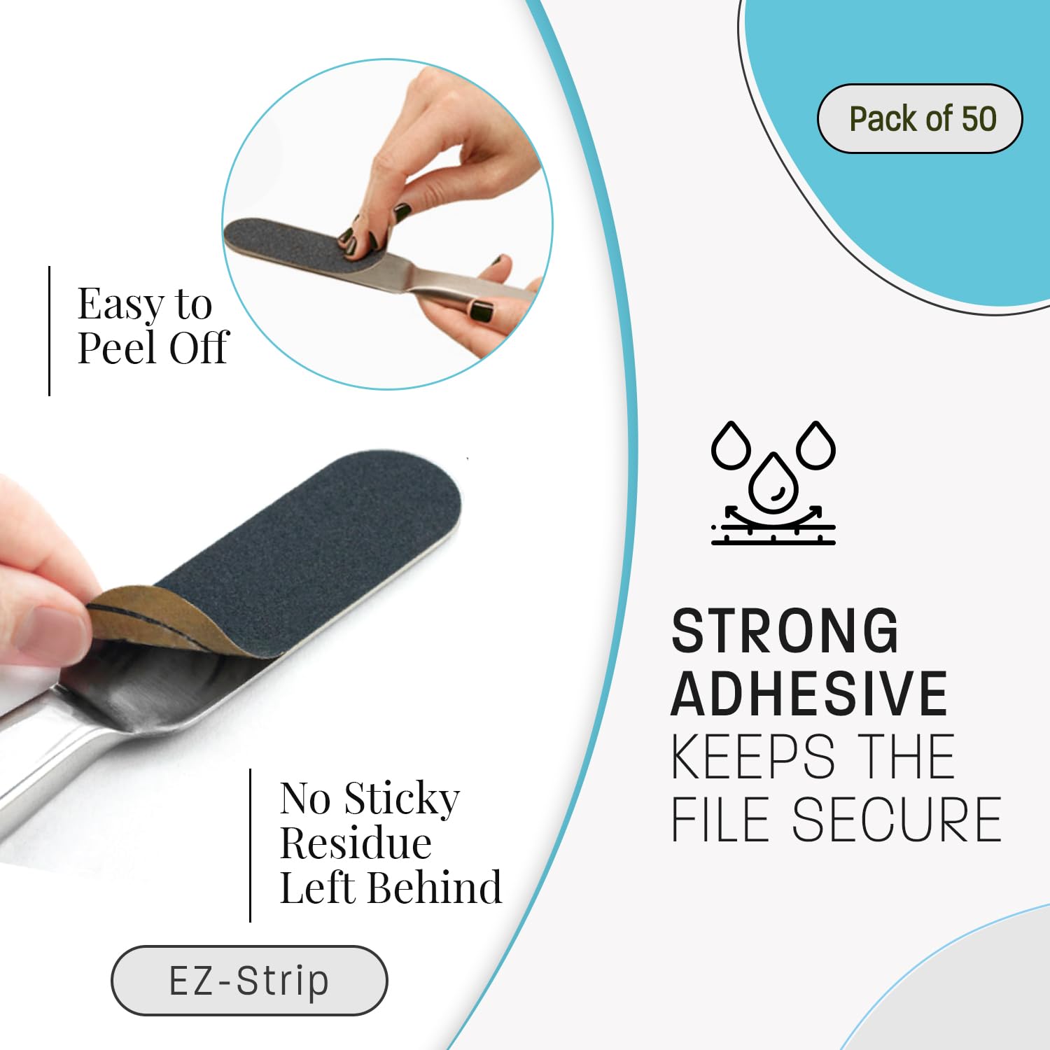Professional Pedicure File Refills - Pack of 50 Foot File Replacement Pads 60-Grit (Course) - Black - Disposable Foot Files for Pedicures - Pedi Foot File Pads with Water Resistant Strong Adhesive