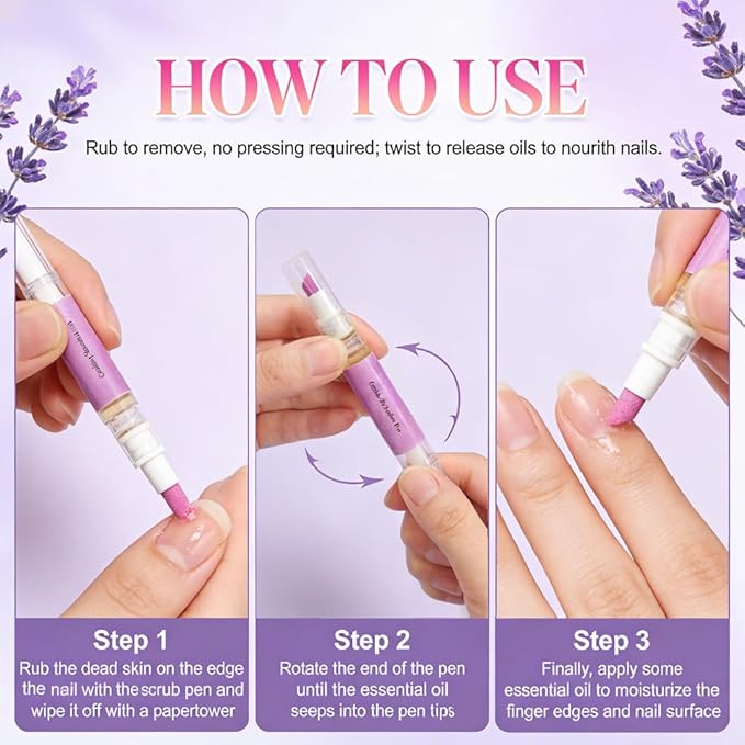 SAM SUGAR Cuticle Oil Pusher Pen Ceramic Cuticle Oil Cuticle Pusher 2 in 1 Nail Care pen for Dry Damaged Nails（3pcs）