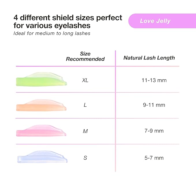 Curacoro Lash Lift Shields, 8 Pcs/4 Sizes Reusable Silicone Rods
