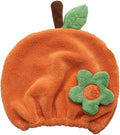 Hair Drying Towel for Kids Girls, Cute Cartoon Absorbent Quick Drying Bath Wrap Set for Bathing, Swimming Pool, Soft Microfiber Cap for Curly Long & Wet Hair, Orange Flower