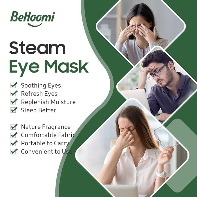 BeHoomi 20 Packs Steam Eye Mask, Heated Eye Mask Warm Compress for Eyes, Disposable Self Heating Steam Mask for Home, Sleep, Spa, Travel Essentials & Relaxation Gifts for Women (Tea Tree)