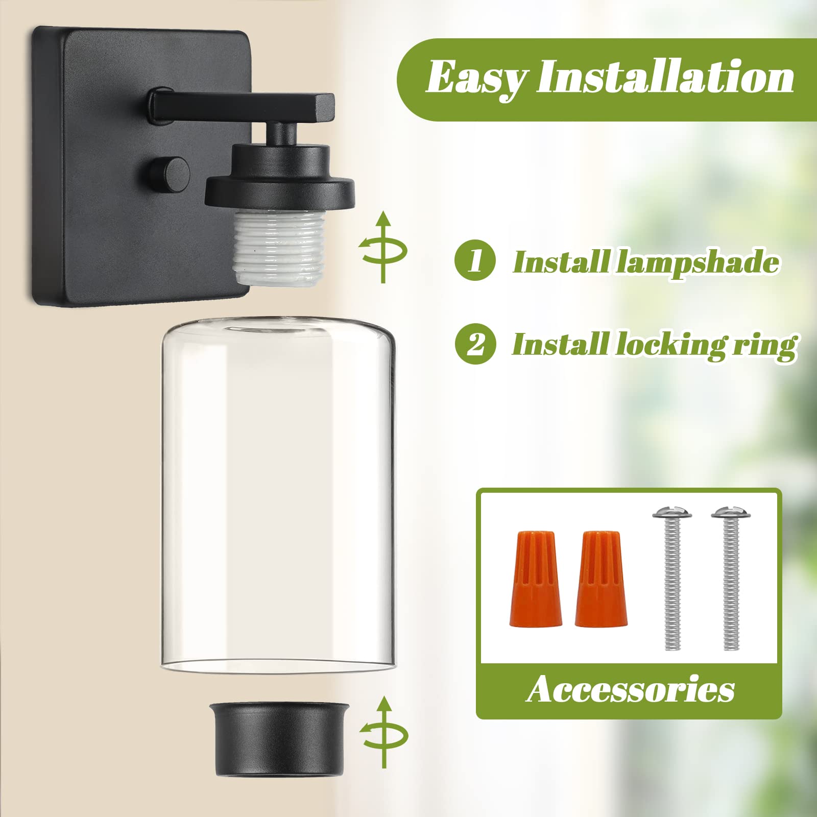 VerRon Wall Sconces Set of 2 for Bathroom, Modern Vanity Light Fixtures