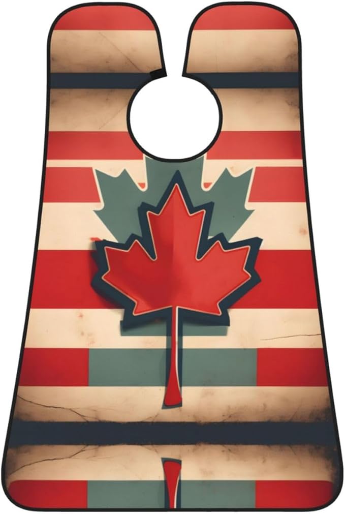 NOUZU Retro Canada Flag Pattern Print Beard Bib Apron For Men, Beard Hair Catcher For Men Shaving Trimming,Beard Cape Cloth
