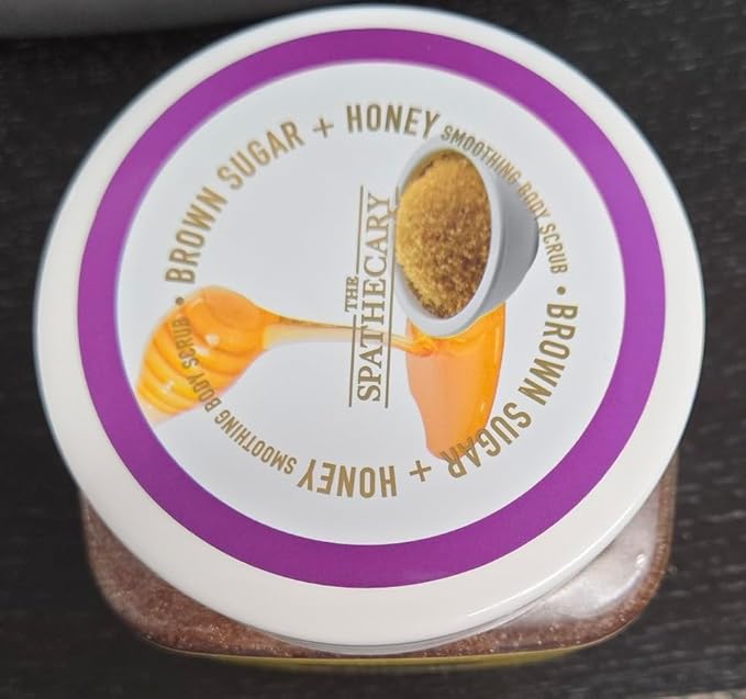 The Spathecary Brown Sugar & Honey Body Scrub - Exfoliating & Hydrating Sugar Scrub With Collagen and Dates to Help Revive, Smooth, and Soften For Radiant Skin, Body Care Exfoliator & Cleanser, 21 oz