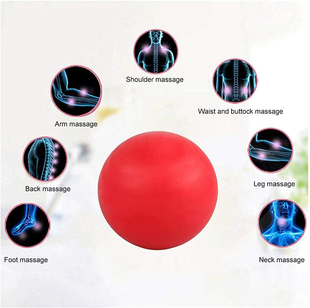 WOVTE Massage Lacrosse Ball for Sore Muscles, Shoulders, Neck, Back, Foot, Body, Deep Tissue, Trigger Point, Muscle Knots, Yoga and Myofascial Release (Red)