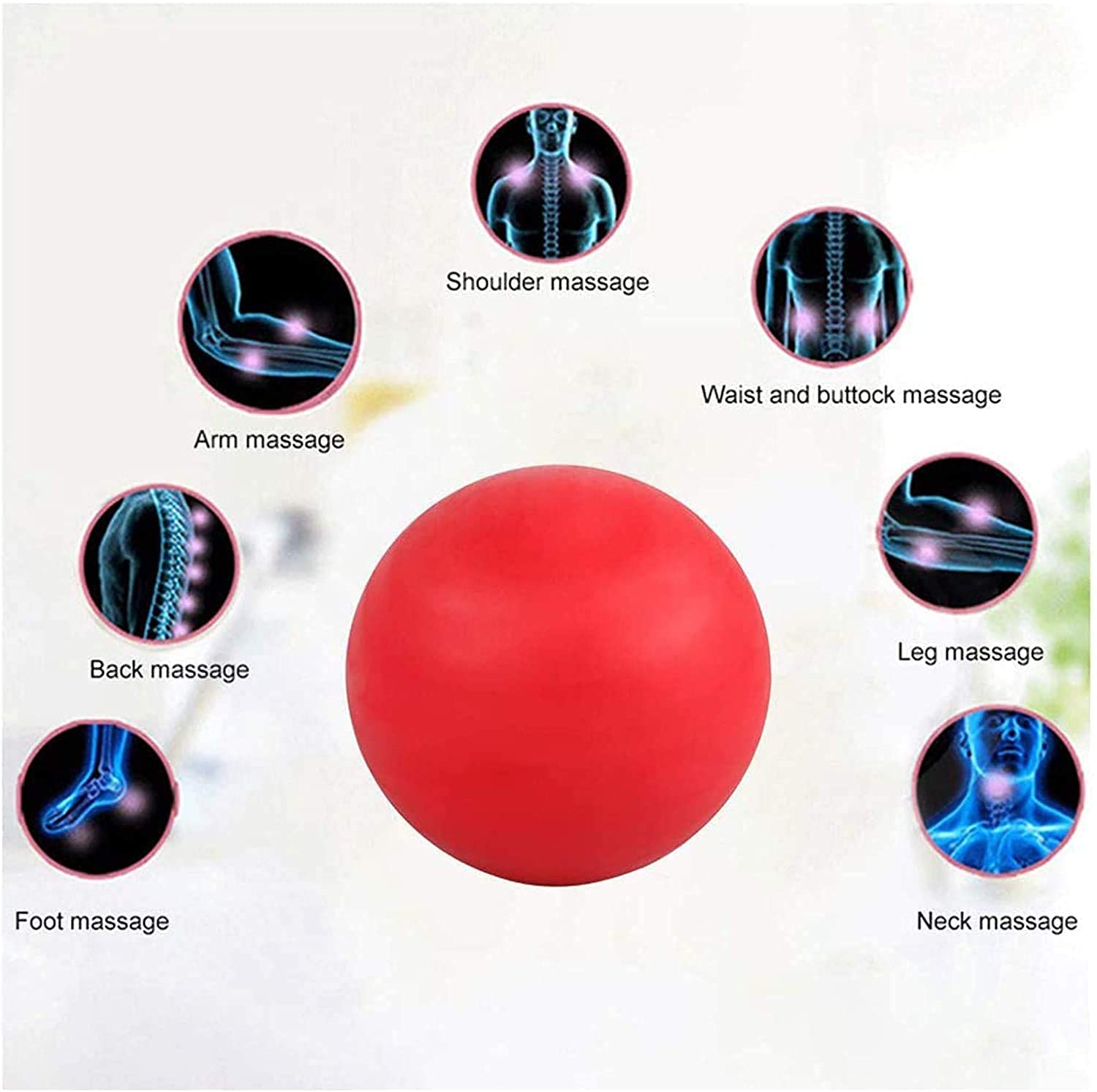 WOVTE Massage Lacrosse Ball for Sore Muscles, Shoulders, Neck, Back, Foot, Body, Deep Tissue, Trigger Point, Muscle Knots, Yoga and Myofascial Release (Red)