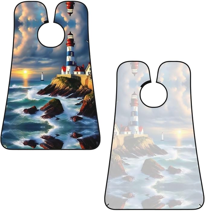 NOUZU Lighthouse Diamond Paint Print Beard Bib Apron For Men, Beard Hair Catcher For Men Shaving Trimming,Beard Cape Cloth, Black