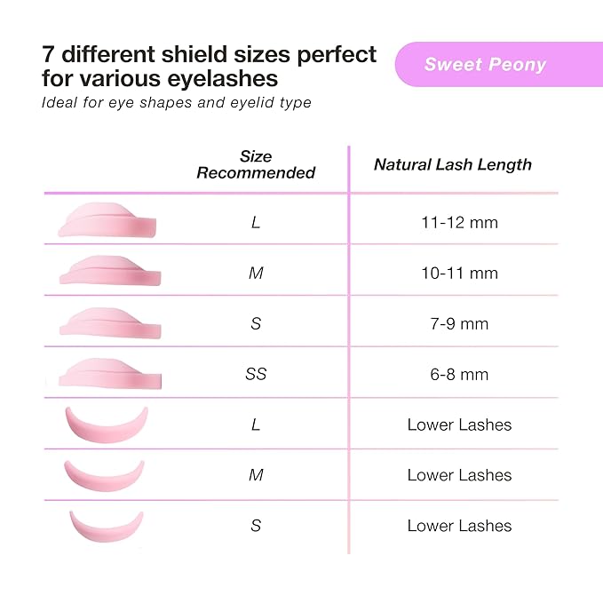 Curacoro Lash Lift Rods, 14 Pcs/7 Sizes Reusable Silicone Pads
