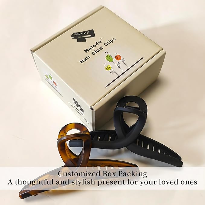 Nalodu 5 Inch Extra Large Claw Clips, 13 cm No Slip Matte Jumbo XL Hair Clips for Thick Long Curly Hair, Big Hair Claw Clips, 2 Pack