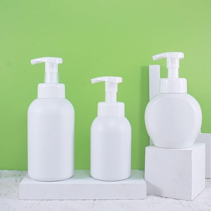 Plastic Foaming Hand Soap Dispenser,Toddler Bar Soap Cute Kids Dispenser for Bathroom Refillable Pump Bottles for Kitchen Liquid Shampoo Body Wash 10oz 300ml (1, White)
