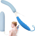 KkaFFe Shower Brush with Long Handle，15.35" Back Brush，Long Back Scrubber for Men Women，Long Handled Sponge Body Exfoliator, Loofah Back Scrubber for Aid Bathing