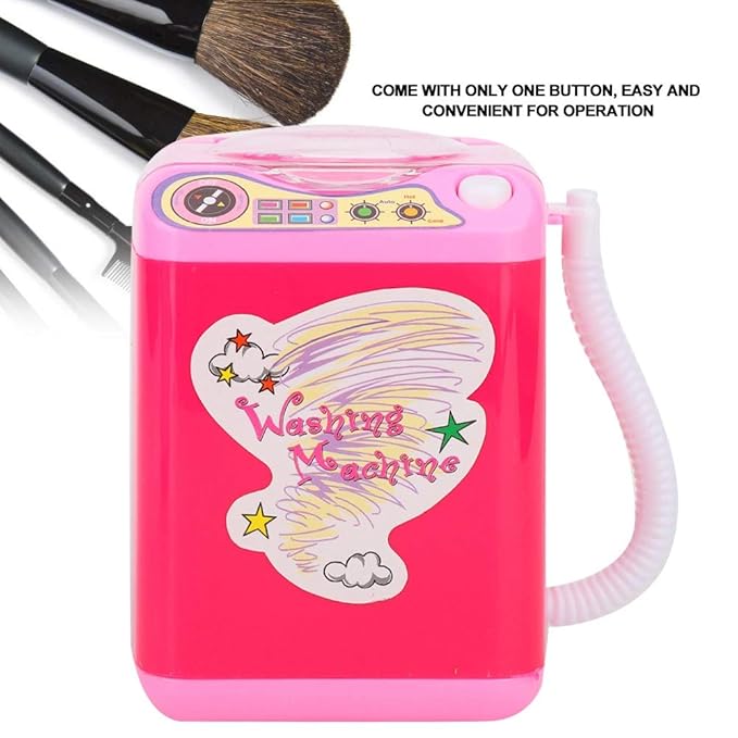 Simulation Electric Makeup Brush Cleaner Automatic Sponge Puff Washing Machine Cosmetic Tool for Kids Adults Rose Red