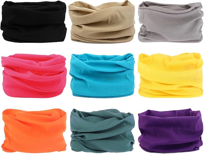 Venswell Neck Gaiter Mask for Men Women, Seamless Bandana Rave Face Cover, Magic Face Scarf, Balaclava,Headband, Headwrap, Headwear (B-Different Solid)