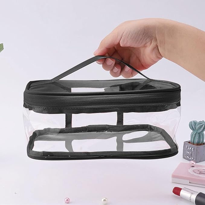 Black Makeup Bag Zipper Waterproof Portable Travel Storage Pouch 2 Pcs