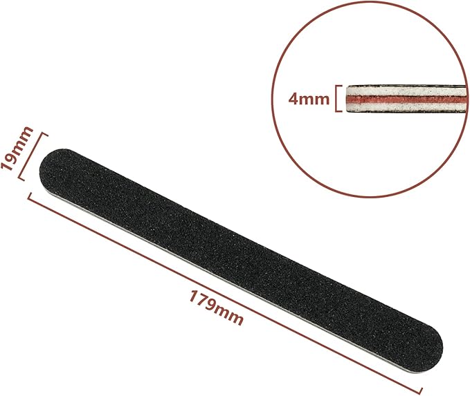 HeeYaa 5 Rows 2 Layers 10 PCS Nail File, Red Tough PP Core, Exquisite Kraft Paper Box, Double Sided 100/180 Grit Black Emery Board Manicure Pedicure Nail Tool