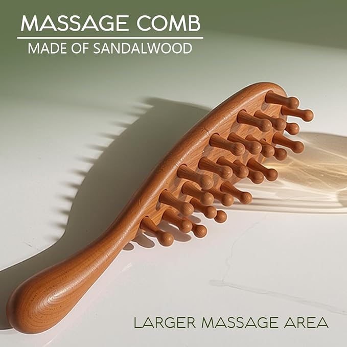 iunxkmi Wooden Scalp Massage Comb - Sandalwood Head Massager Tool, Gua Sha Brush for Women Men Hair Growth