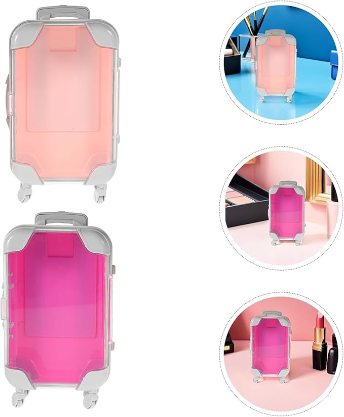 4pcs Mini Eyelash Storage Case Travel Makeup Organizer Waterproof Lash Holder Box with Retractable Handle for False Lashes Compact Pink and Rose Red