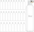 ZLEVEAYN 30 Pack 8 oz Clear Plastic Bottles with White Disc Caps Refillable Empty Squeeze Containers Cosmetic Bottles for Toiletries Conditioner Shampoo Lotions Gels