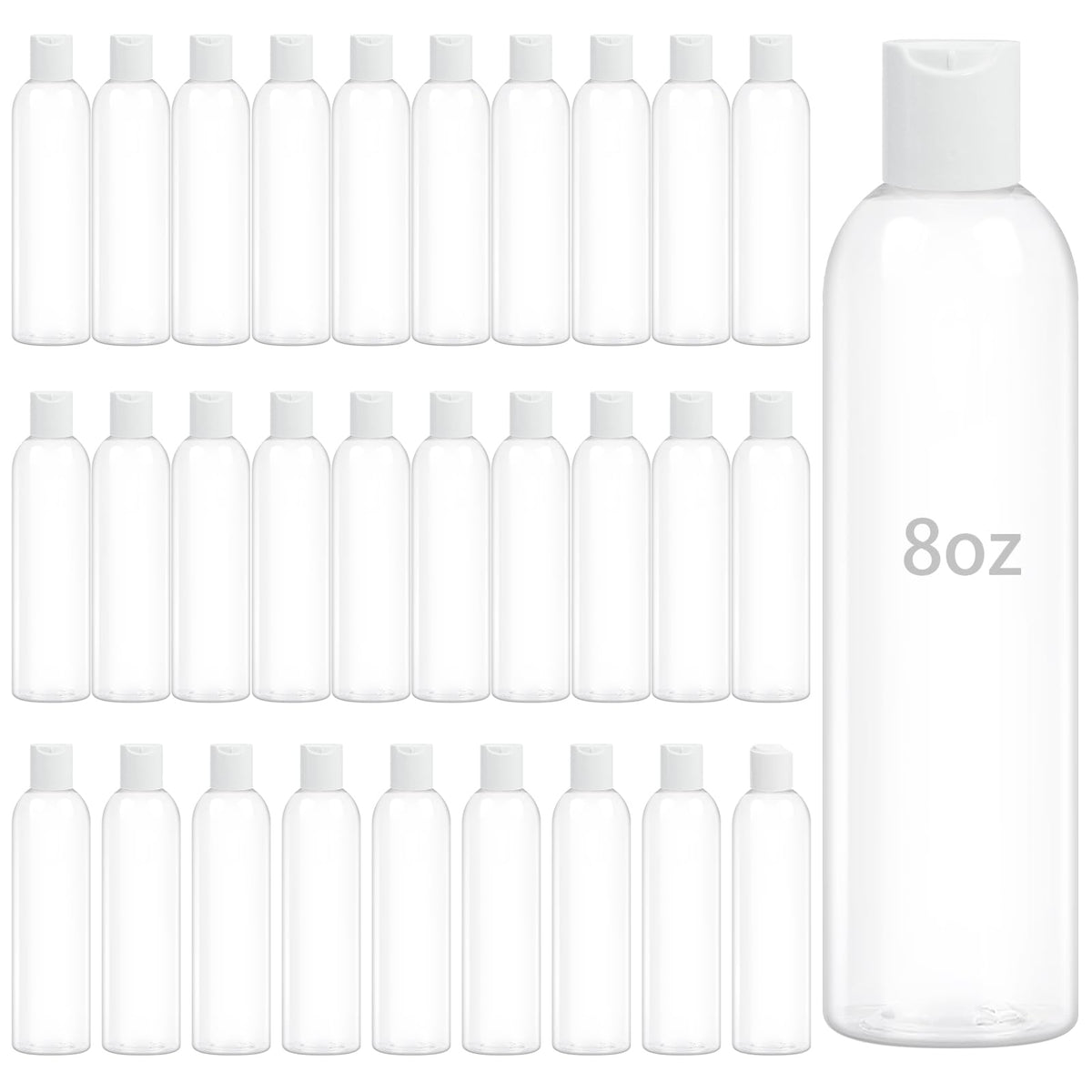 ZLEVEAYN 2-Pack 8 oz Plastic Shampoo Squeeze Bottles with Disc Caps, Amber
