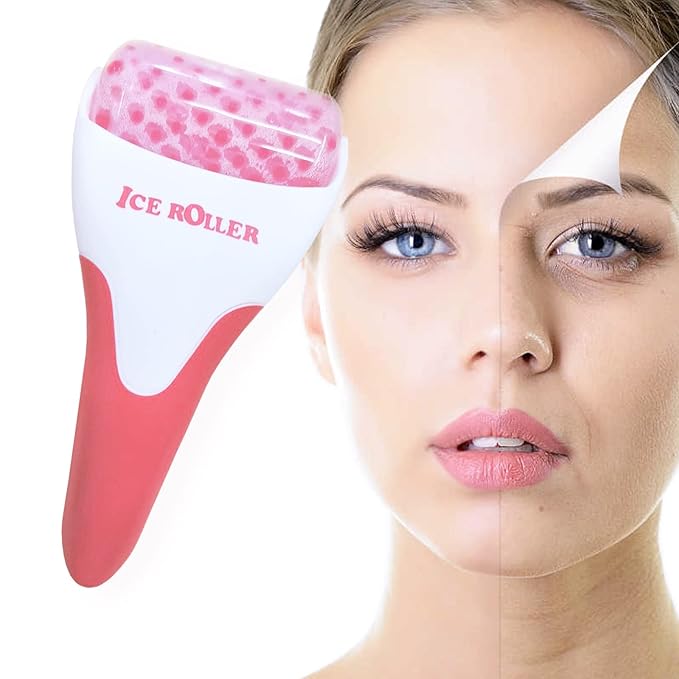 Smato Ice Roller for Face,Cold Facial Massager for Eye Puffiness,Skin Care Tools for Migraine Relief and Blood Circulation (Red)