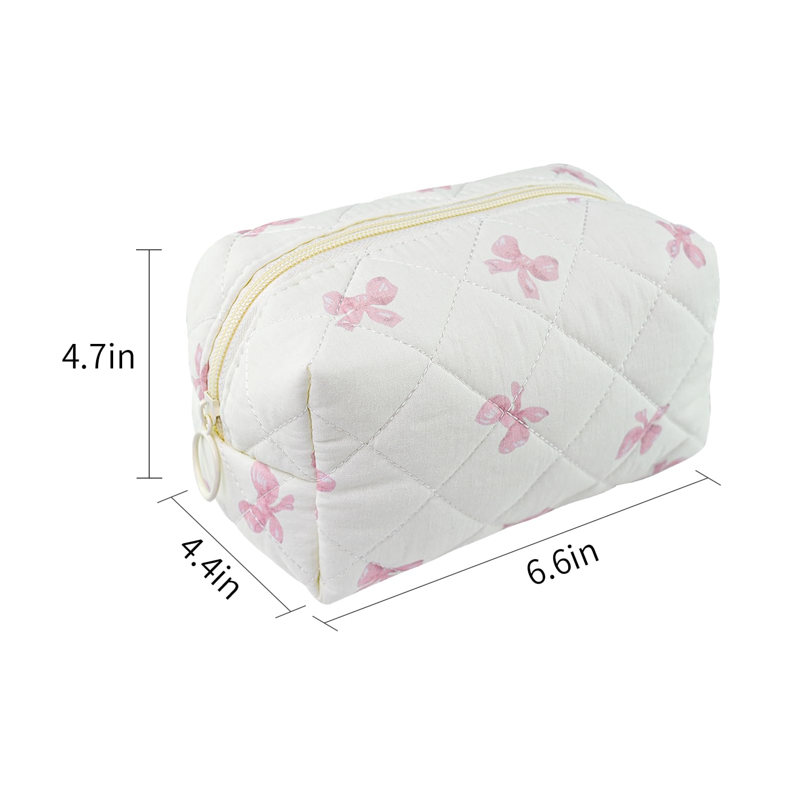 Quilted Makeup Bag Floral Cotton Make up Bag Puffy Coquette Makeup pouch Aesthetic Cute Travel Toiletry Bag for Women Girls